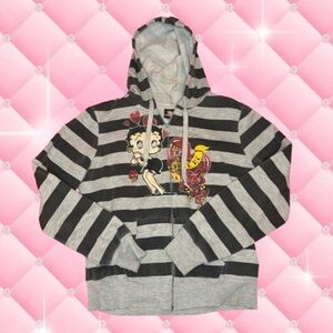 Betty Boop striped zip up hoodie 🍒